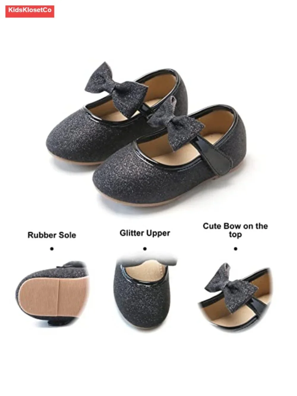 Toddler Girls Mary Jane Flats - Hook & Loop Closure, Cushioned Insole, Non-Slip